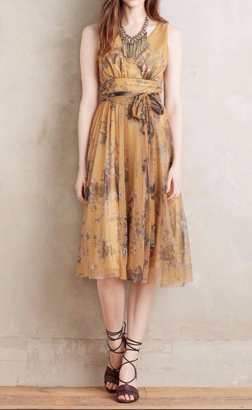 HTF nwt ANTHROPOLOGIE MADAME SHOUSHOU sz S Cezembre dress